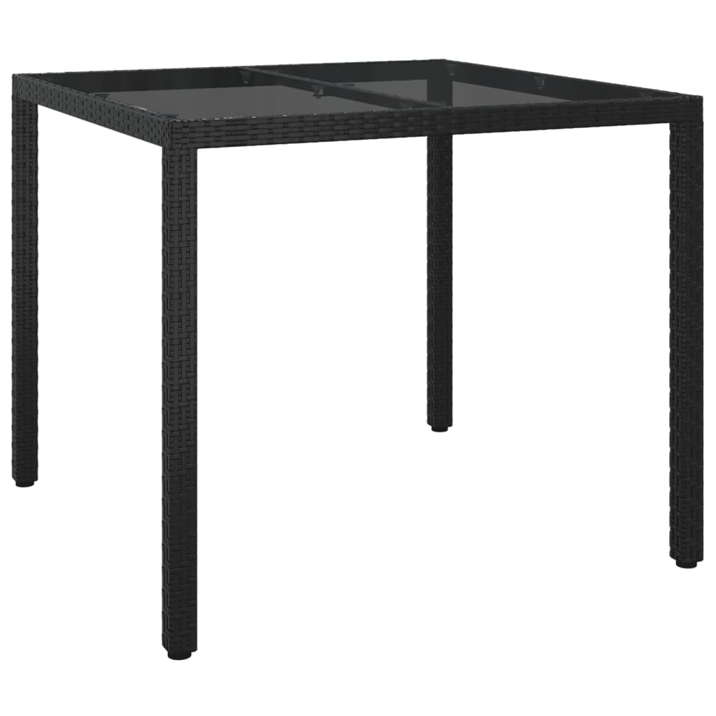 3 Piece Garden Dining Set with Cushions Black Poly Rattan