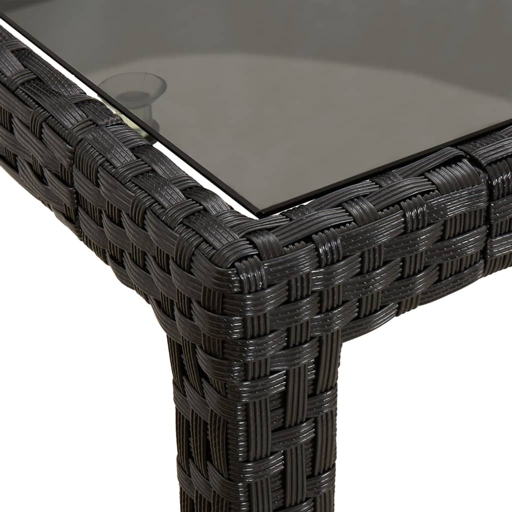 3 Piece Garden Dining Set with Cushions Black Poly Rattan