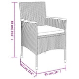 3 Piece Garden Dining Set with Cushions Black Poly Rattan - Extra Image