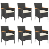7 Piece Garden Dining Set with Cushions Black Poly Rattan - Top-Down View