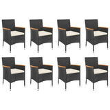 9 Piece Garden Dining Set with Cushions Black Poly Rattan - Top-Down View