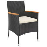 9 Piece Garden Dining Set with Cushions Black Poly Rattan - 45-Degree Angle