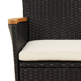 9 Piece Garden Dining Set with Cushions Black Poly Rattan - Rear View