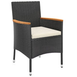 11 Piece Garden Dining Set with Cushions Black Poly Rattan - 45-Degree Angle