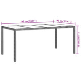 7 Piece Garden Dining Set with Cushions Grey Poly Rattan - Low Angle