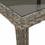 11 Piece Garden Dining Set with Cushions Grey Poly Rattan - Close-Up Angle