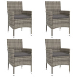 5 Piece Garden Dining Set with Cushions Grey Poly Rattan - Top-Down View