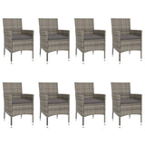 9 Piece Garden Dining Set with Cushions Grey Poly Rattan - Top-Down View