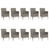 11 Piece Garden Dining Set with Cushions Grey Poly Rattan - Top-Down View