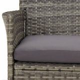 11 Piece Garden Dining Set with Cushions Grey Poly Rattan - Close-Up Angle