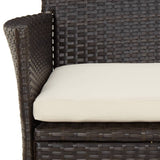 3 Piece Garden Bistro Set with Cushions Brown Poly Rattan - Close-Up Angle