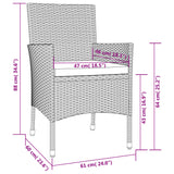 3 Piece Garden Bistro Set with Cushions Brown Poly Rattan - Extra Image