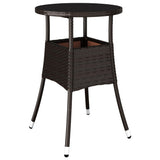5 Piece Garden Bistro Set with Cushions Brown Poly Rattan - Rear View