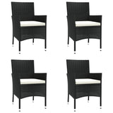 5 Piece Garden Bistro Set with Cushions Black Poly Rattan - Top-Down View