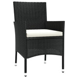 5 Piece Garden Bistro Set with Cushions Black Poly Rattan - 45-Degree Angle