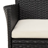 5 Piece Garden Bistro Set with Cushions Black Poly Rattan - Close-Up Angle