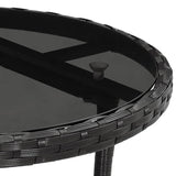 5 Piece Garden Bistro Set with Cushions Black Poly Rattan - Low Angle