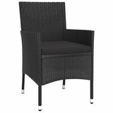 3 Piece Garden Bistro Set with Cushions Black Poly Rattan - Top-Down View