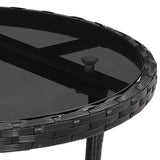 3 Piece Garden Bistro Set with Cushions Black Poly Rattan - Close-Up Angle