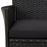 5 Piece Garden Bistro Set with Cushions Black Poly Rattan
