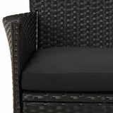5 Piece Garden Bistro Set with Cushions Black Poly Rattan - Rear View