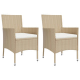 3 Piece Garden Bistro Set with Cushions Beige Poly Rattan