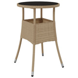3 Piece Garden Bistro Set with Cushions Beige Poly Rattan - Rear View