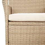 3 Piece Garden Bistro Set with Cushions Beige Poly Rattan - Close-Up Angle
