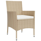 5 Piece Garden Bistro Set with Cushions Beige Poly Rattan - 45-Degree Angle