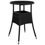 5 Piece Garden Bistro Set with Cushions Black Poly Rattan - 45-Degree Angle