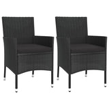 3 Piece Garden Bistro Set with Cushions Black Poly Rattan