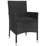 3 Piece Garden Bistro Set with Cushions Black Poly Rattan