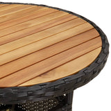 5 Piece Garden Bistro Set with Cushions Black Poly Rattan - Close-Up Angle