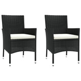 3 Piece Garden Bistro Set with Cushions Black Poly Rattan - Top-Down View