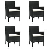 5 Piece Garden Bistro Set with Cushions Black Poly Rattan - Top-Down View