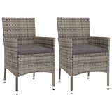 3 Piece Garden Bistro Set with Cushions Grey Poly Rattan - Side View