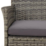 3 Piece Garden Bistro Set with Cushions Grey Poly Rattan - Rear View
