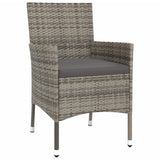 5 Piece Garden Bistro Set with Cushions Grey Poly Rattan - Top-Down View