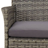 5 Piece Garden Bistro Set with Cushions Grey Poly Rattan - Rear View