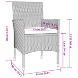 5 Piece Garden Bistro Set with Cushions Grey Poly Rattan