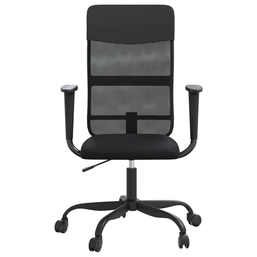 Office Chair Height Adjustable Black Mesh Fabric&Faux Leather
