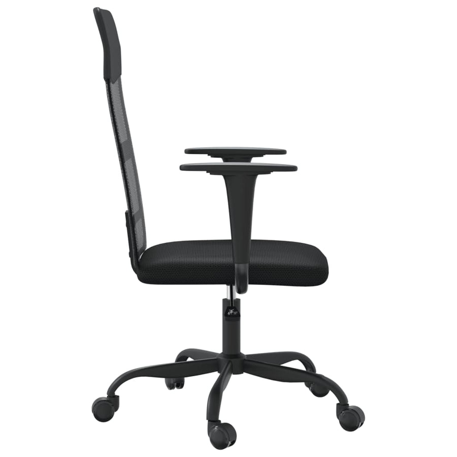 Office Chair Height Adjustable Black Mesh Fabric&Faux Leather