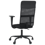 Office Chair Height Adjustable Black Mesh Fabric and Faux Leather - 45-Degree Angle