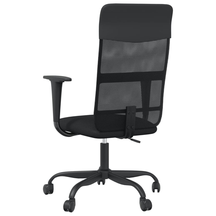 Office Chair Height Adjustable Black Mesh Fabric&Faux Leather
