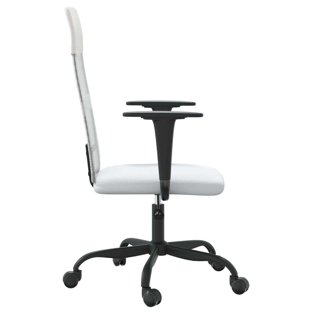 Office Chair Height Adjustable White Mesh Fabric and Faux Leather