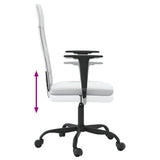 Office Chair Height Adjustable White Mesh Fabric and Faux Leather - Rear View