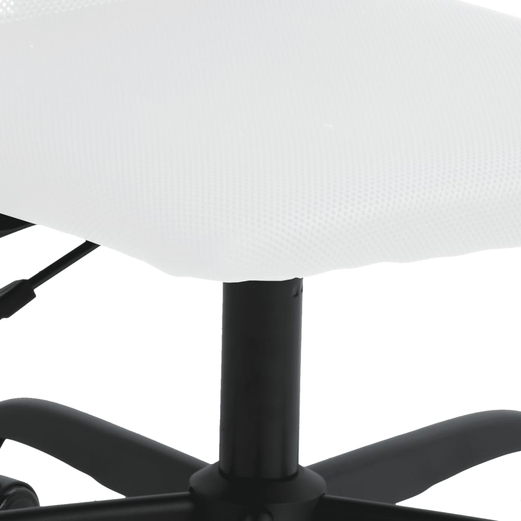 Office Chair Height Adjustable White Mesh Fabric and Faux Leather