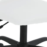 Office Chair Height Adjustable White Mesh Fabric and Faux Leather - Close-Up Angle