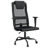 Office Chair Height Adjustable Black Mesh Fabric and Faux Leather - Front View