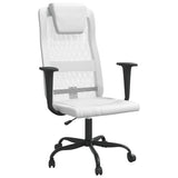 Office Chair Height Adjustable White Mesh Fabric and Faux Leather - Front View